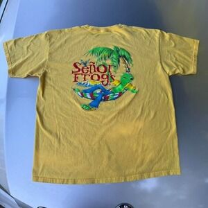 Yellow vintage 90s Senior Frog's Margaritaville t-shirt vibes